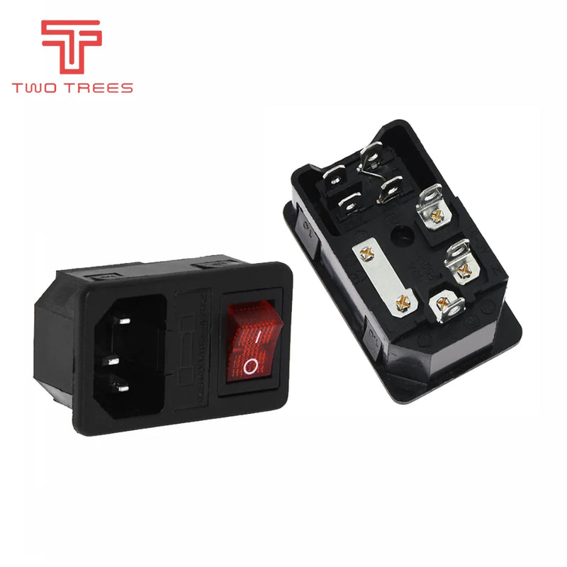 3D Printer Parts 220V/110V 6A Power Supply Switch Male Socket with Fuse for DIY Accessories AC Power Socket Wiring Connector