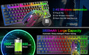 T87 Wireless Keyboard Mouse Set, Rainbow Backlit 2.4G Rechargeable Gaming Keyboard 2400DPI Optical Gaming Mouse with Mouse Pad