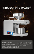 The Pressmaster | Stainless Steel Cold Oil Press Machine for Home and Workshop