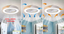 Schlafzimmerdeckenventilator-Beleuchtung, intelligente Sprachsteuerung unsichtbare Deckenventilator-Beleuchtung, Esszimmer für den Heimgebrauch nordischer Macaron-Elektroventilator-Pendelleuchte
