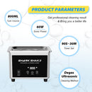 60W Ultrasonic Bath 0.8L Cleaning Machine with Degas Timer Jewelry Brush Glasses