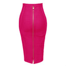 16 Farben XL XXL Sexy Uni Reißverschluss Orange Blau Schwarz Rot Weiß Pink Bandage Rock Damen Elastisch Bodycon Sommer Bleistiftrock 58cm
