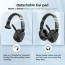 Mpow E65 2 in 1 Wireless Headphones Bluetooth 5.3 Dual/Single Office Headset with Microphone&Mute Switch 35H for Trucker Driver