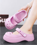 STRONGSHEN Women Summer Platform Clogs Sandal Outdoor Non-slip EVA Mary Jane Hole Shoes Beach Slippers Women's Sandalias Muje