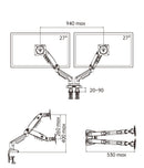 Desktop NB F160 + FP-2 Gas Spring Dual Arm for 17"-27" Monitor Holder + 10"-17" Laptop Support Air Press Mount Stand Load 2-9kg