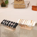 1pc Wooden Base T-Shaped PU Leather / Velvet Bracelet Display Rack Bangle Watch Hairband Jewelry Storage Stand Holder Organizer