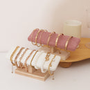 1pc Wooden Base T-Shaped PU Leather / Velvet Bracelet Display Rack Bangle Watch Hairband Jewelry Storage Stand Holder Organizer