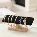 1pc Wooden Base T-Shaped PU Leather / Velvet Bracelet Display Rack Bangle Watch Hairband Jewelry Storage Stand Holder Organizer