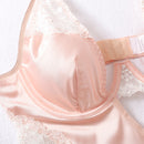 Ellolace Sexy Deep-V Neck Satin Dress Sexy Lingerie Lace Patchwork Split Sissy Night Dress Women Slip Dress Silk Nightwear