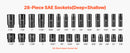 SucceBuy 26/65PCs US Plus Drive Impact Socket Set Deep Standard Socket Set SAE Metric 6 Point CR-V Cr-Mo Alloy Steel Auto Repair