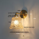 The Verdigris | Green Glass LED Wall Sconce with Pull Chain Switch