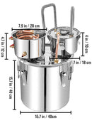 SucceBuy 50L Alcohol Water Distiller Bottle Moonshine Equipment Stainless Steel Brewing Machine for Whisky Wine Beer Dispenser