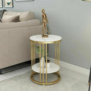 The Aria | Two-Tier White Marble Round Side Table with Storage