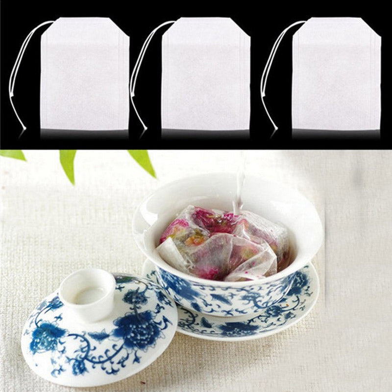 100 Stück Teebeutel für Teebeutel-Ei mit String Heal Seal Sachet Filterpapier Teebeutel leere Teebeutel Kaffeebeutel 5,5 x 7 cm