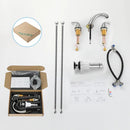 PARLOS Weit verbreiteter Zwei-Griff-Badezimmerarmatur mit Metall-Pop-Up-Ablauf und cUPC-Wasserhahn-Zuleitungen, Nickel gebürstet