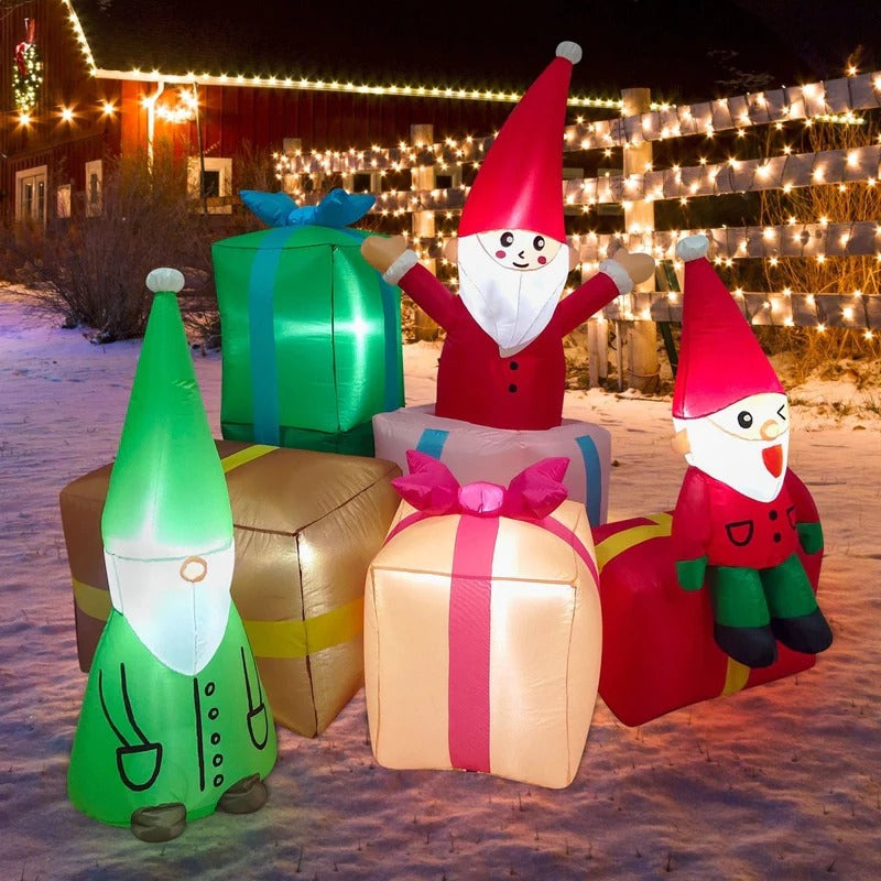 Elfo y regalos inflables de Navidad de 4.9 pies