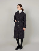 ASSUAL | Quilted Patch Pocket Long Down Jacket With Belt