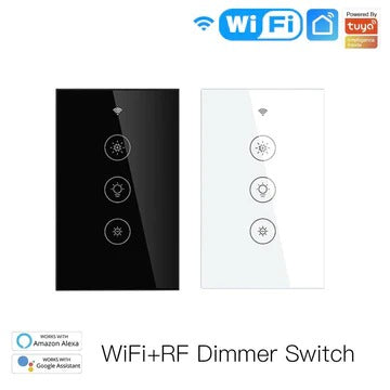 WiFi 2/3 Way Dimmer Switch RF433 Smart Glass Touch Switches con LED para luz
