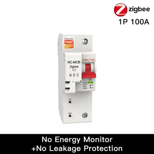 ZigBee Smart Circuit Breaker 100A IoT Air Switch Overload Short Circuit Surge Protection Hub Required