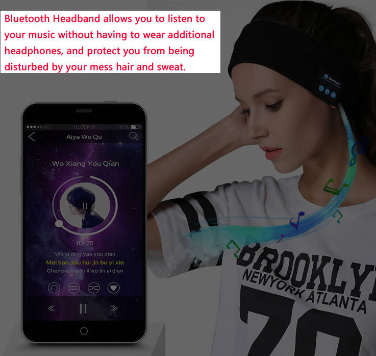 Diadema Bluetooth-Auriculares deportivos inalámbricos con diadema con diadema de música ultrasuave-Auriculares perfectos para dormir, correr, yoga, viajar