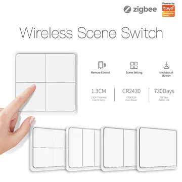 ZigBee Smart Battery Powered Light Switch Scene Push Button Switches Multi-Control