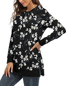 Women's Drop Long Sleeve Sweatshirt Tops Casual Crewneck Tunic Sweartshirts With Side Slits