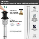 PARLOS 2-Griff-8-Zoll-Badarmatur mit Ventil und Pop-Up-Ablaufgarnitur und cUPC-Wasserhahn-Zulaufschläuchen, Mattschwarz, Demeter, 1,5 GPM