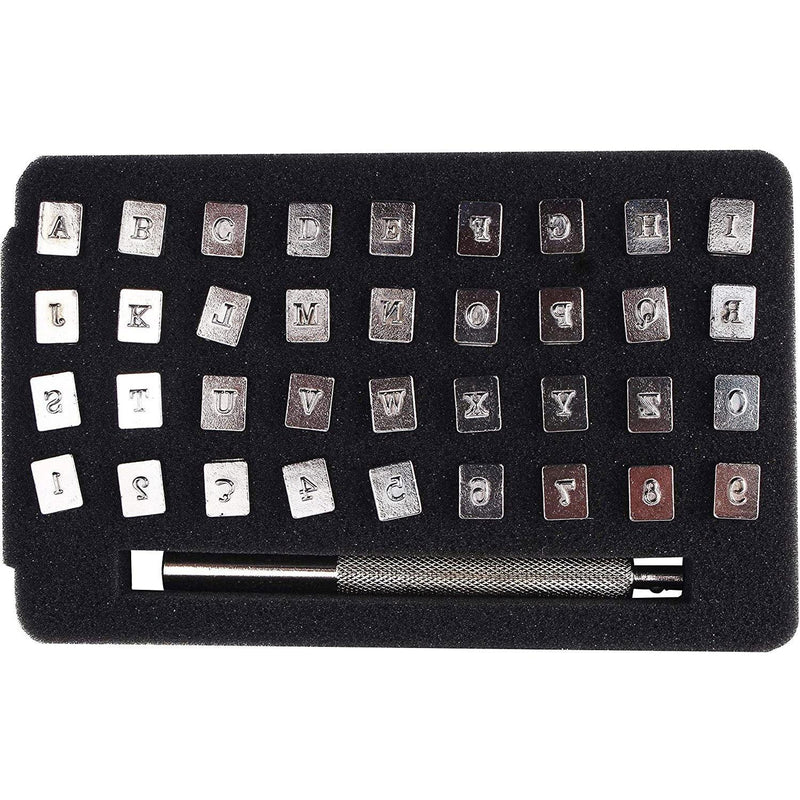 Juego de sellos de cuero con número de letra del alfabeto y punzón de acero de 3 mm|Herramientas de cuero-Knoweasy