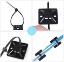 WAHSURE SELF ADHESIVE CABLE TIE MOUNTS WITH 6 INCH CABLE ZIP TIES BLACK DIY COMBINATION KIT (100+100 PACK) SQUARES 0.75X0.75 INCH FOR HOME, OFFICE
