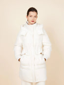 ASSUAL  Zipper Pockets Hooded Puffer Down Coat