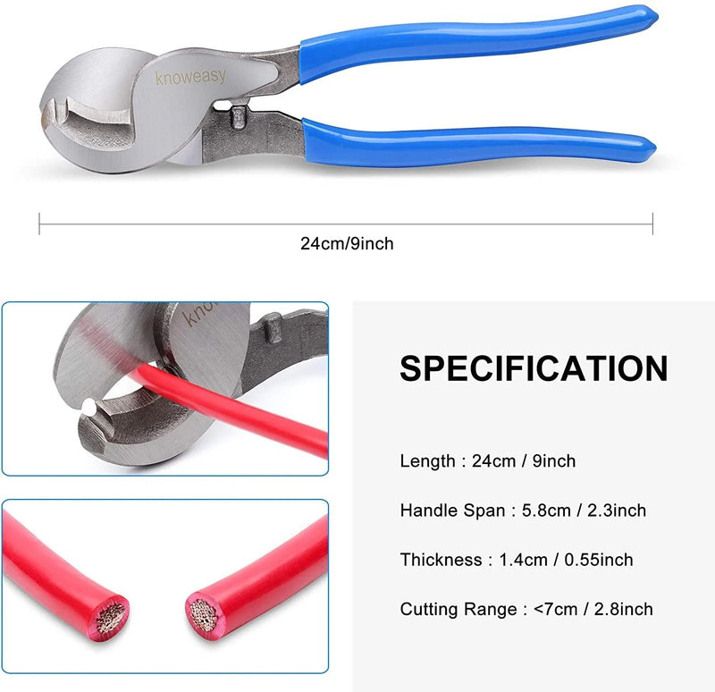 Kabelschuh-Crimpwerkzeug, Knoweasy Akku-Kabelschuh-Crimper mit Drahtschneider für Hochleistungsdraht-Kupferschuhe AWG