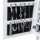 Jewelry Cabinet with Non-Full Mirror Wooden Floor Standing 4-Layer Shelf Storage Adjustable Mirror