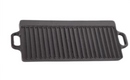 PRE-SEASONED CAST IRON  |  DOUBLE SIDE GRILL PAN BBQ GRIDDLE PAN