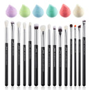 Jessup Eye Makeup Brushes Set 15pcs Precise Eyeshadow Brush Eyebrow EyeLiner Blending Concealer Natural Synthetic Black T177