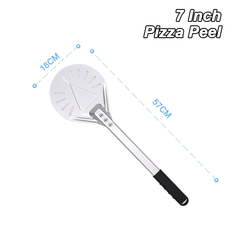 PizzAtHome 7/ 8/ 9 Inch Perforated Pizza Turning Peel Pizza Shovel Aluminum Pizza Peel Paddle Short Pizza Tool Non-Slip Handle