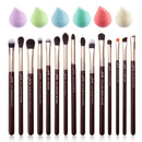 Jessup Eye Makeup Brushes Set 15pcs Precise Eyeshadow Brush Eyebrow EyeLiner Blending Concealer Natural Synthetic Black T177