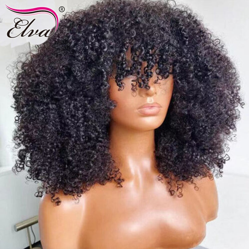 Elva Hair 13x6 Kinky Curly Lace Front Wig For Women Curly Lace Frontal Human Hair Wigs 34Inch Remy Hair Lace Wig Pre Plucked