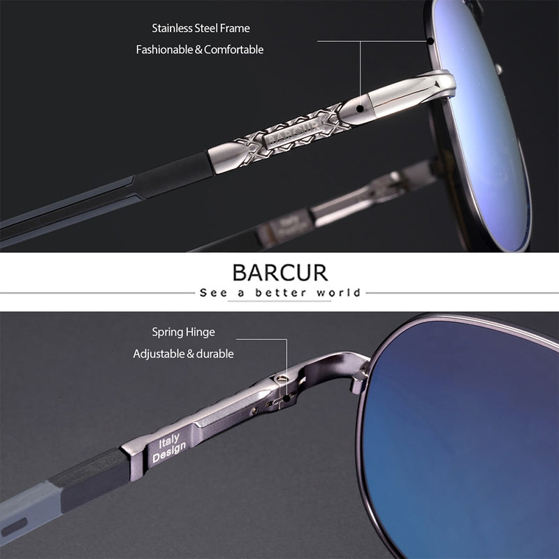 BARCUR Herren Sonnenbrille Polarisierter UV400-Schutz Autofahren Sonnenbrille Damen Herren Oculos de sol