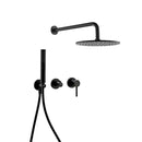 Desviador de grifo mezclador de ducha incorporado con soporte de salida de agua Bagnolux Juego de baño de cabeza de lluvia de latón negro