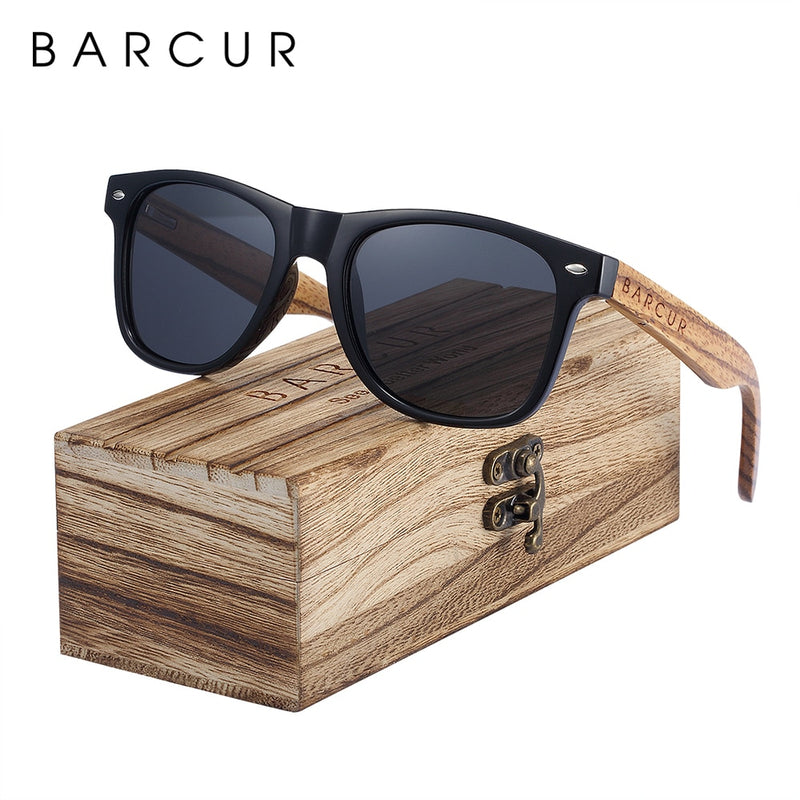 Sunglasses Polarized Zebra Wood Sunglasses Hand Made Vintage Wooden Frame Male Driving Sun Glasses Shades Gafas With Box