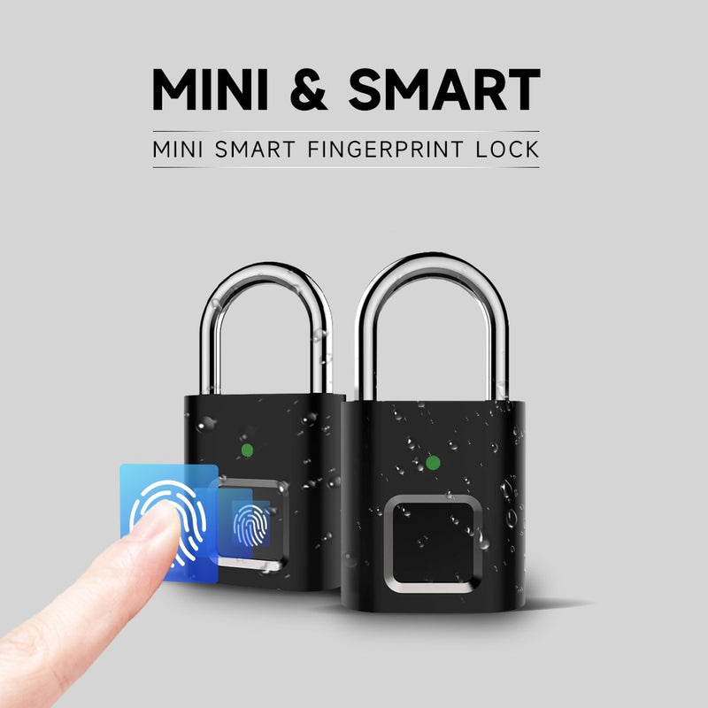 Mini Smart Biometric Thumbprint Door Padlocks Rechargeable Door Lock Fingerprint Smart Padlock USB Keyless Quick Unlock