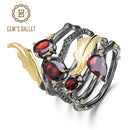 GEM'S BALLET 2.75 Karat Natürlicher Roter Granat Edelstein Fingerring 925 Sterling Silber Vintage Gothic Ringe Für Frauen Feiner Schmuck