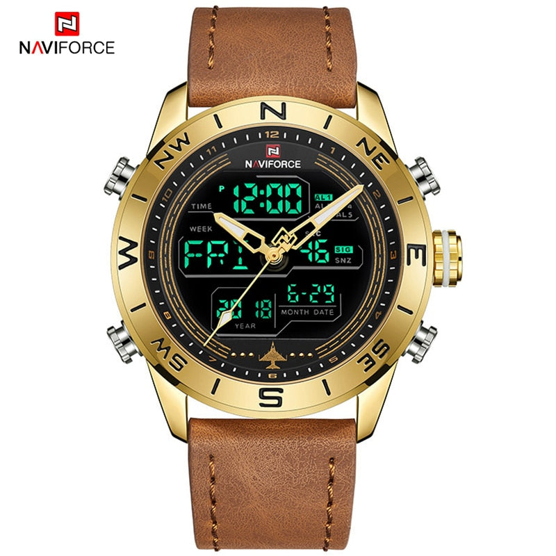 NAVIFORCE Sport Watches for Men Top Brand Luxury Military Leather Men&