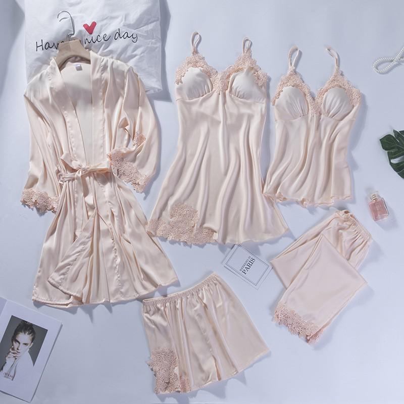 Sexy Print Bride Wedding Robe Set Soft Sleepwear Women Summer Satin Nightwear Bathrobe Homewear Sleep Set Short Nightdress