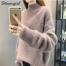 Thick Winter Sweater Women Warm White Turtleneck Fluffy Women&