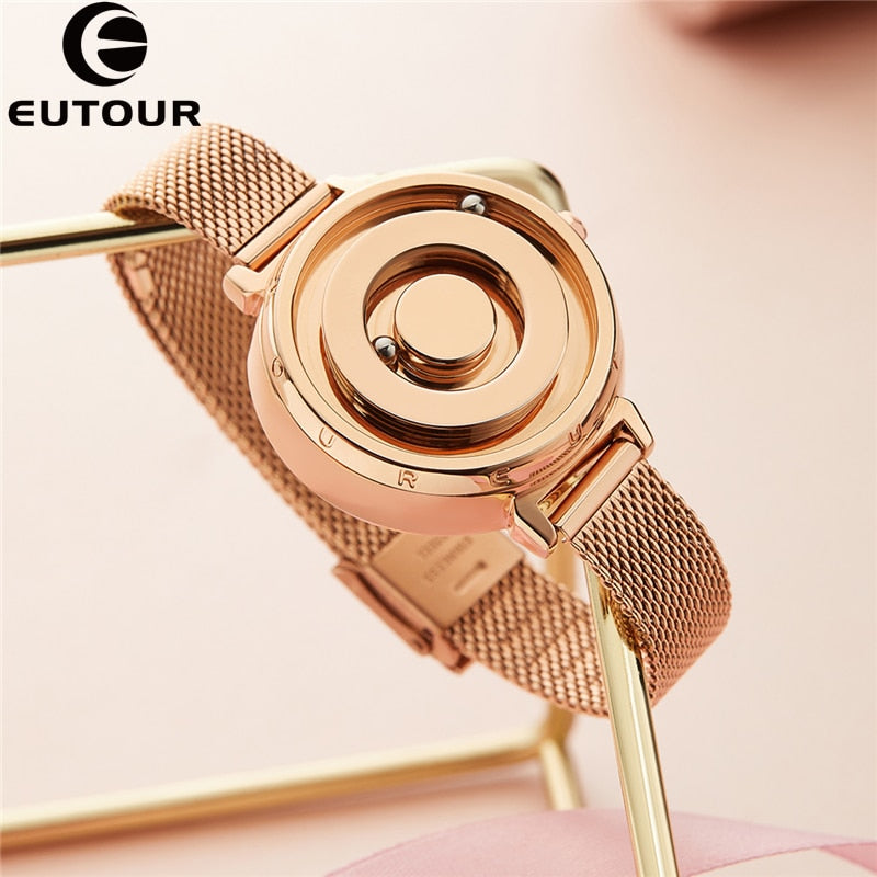 Eutour New Original Magnetic Rosegold Trend Damenuhr Studentin Quartz Minimalist Plant Fashion Edelstahl Gürtel