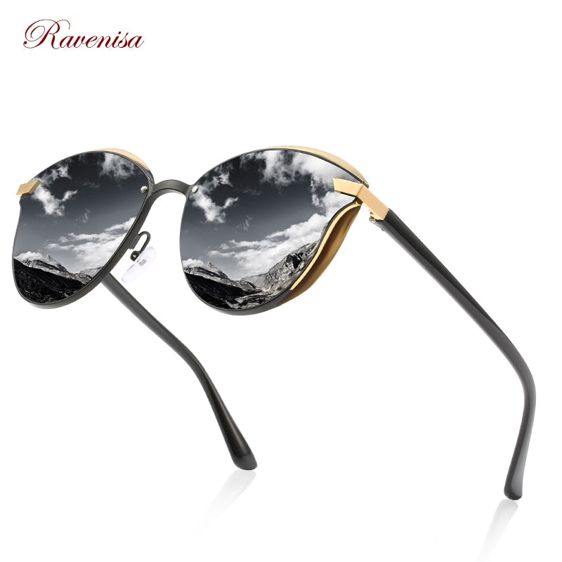 Gafas de sol polarizadas de lujo Ravenisa, gafas de sol redondas para mujer, luneta de sol para mujer