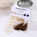 2020 Vintage Women Drop Earrings Set Bohemia Acrylic Tassel Pearl Alloy Long Pendant Earrings Geometric Jewelry Party Gift