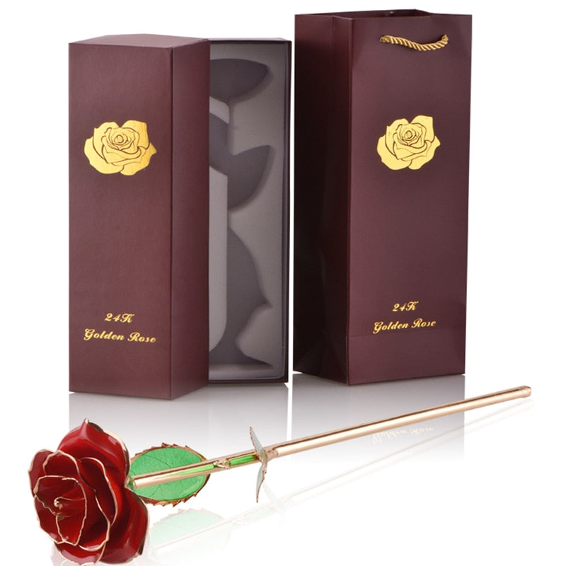 Geschenke für Frauen 24 Karat Gold getauchte Rose mit Ständer Ewige Blumen für immer Liebe in Box Freundin Hochzeit Weihnachtsgeschenke für Sie