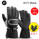 Guantes de ciclismo ROCKBROS de invierno de 40 grados, guantes impermeables de lana para mantener el calor, guantes de pantalla táctil para bicicleta, Moto, esquí, senderismo